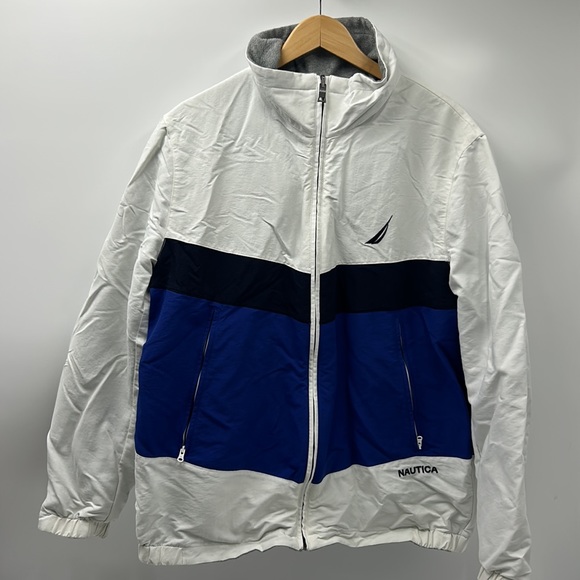 VINTAGE NAUTICA JACKET MENS SIZE LARGE REVERSIBLE BACK FLEECE FULL ZIP JACKET - Picture 4 of 11